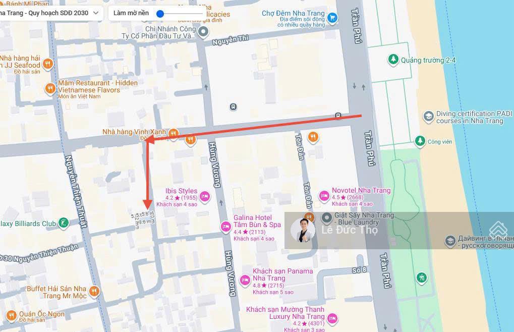 Hàng hiếm đất gần biển phố tây nguyễn thị minh khai ngang 5m diện tích 96m2 giá chỉ 220tr/m2