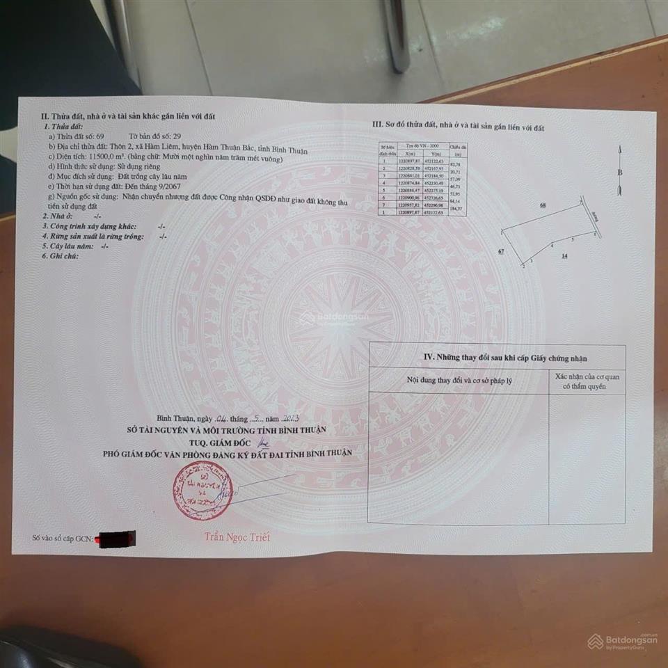 Bán đất nền tại xã hàm liêm, giá ưu đãi 130 nghìn / m2, diện tích 25000 m2