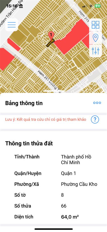 Nhà 1 trệt 1 gác gỗ  dt đất 64,2 m2  3,2 x 18,2 nở hậu 5,4m  391/34 trần hưng đạo f cầu ông lãnh