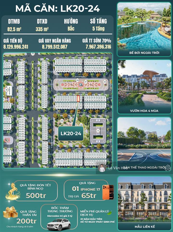 Bán liền kề mặt quảng trường, gần công viên sông hòn ngọc. giá 7,96 tỷ