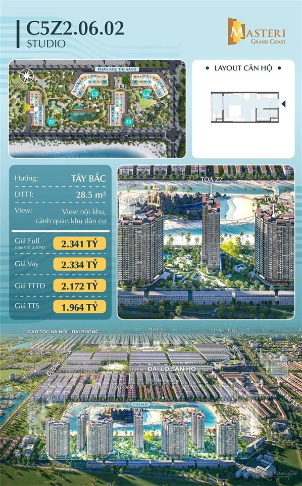 1.964 tỷ | studio | view bể bơi + biển hồ | masteri grand coast vin2. full ưu đãi.  0969 792 ***