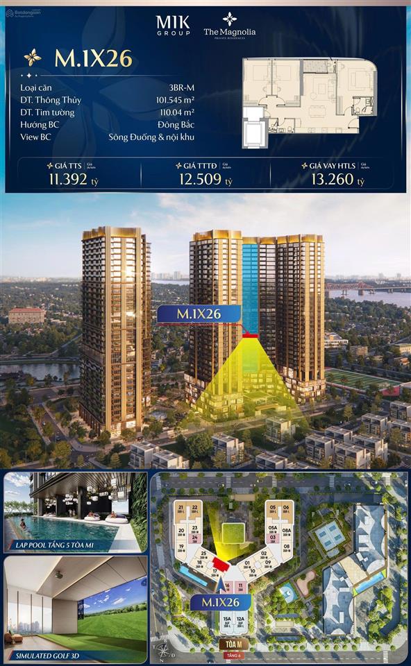 Cập nhật quỹ căn 3pn  view sông  giá tốt  full quà tặng  the magnolia mik