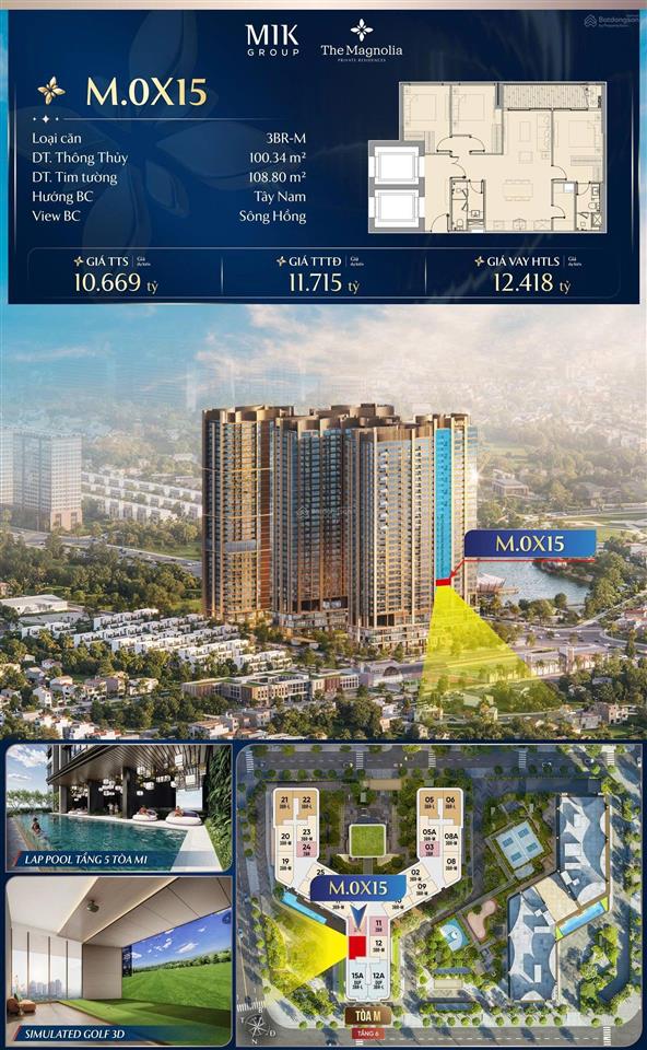 Cập nhật quỹ căn 3pn  view sông  giá tốt  full quà tặng  the magnolia mik