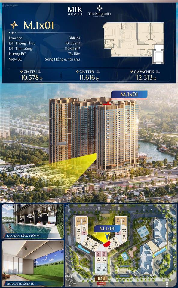 Cập nhật quỹ căn 3pn  view sông  giá tốt  full quà tặng  the magnolia mik