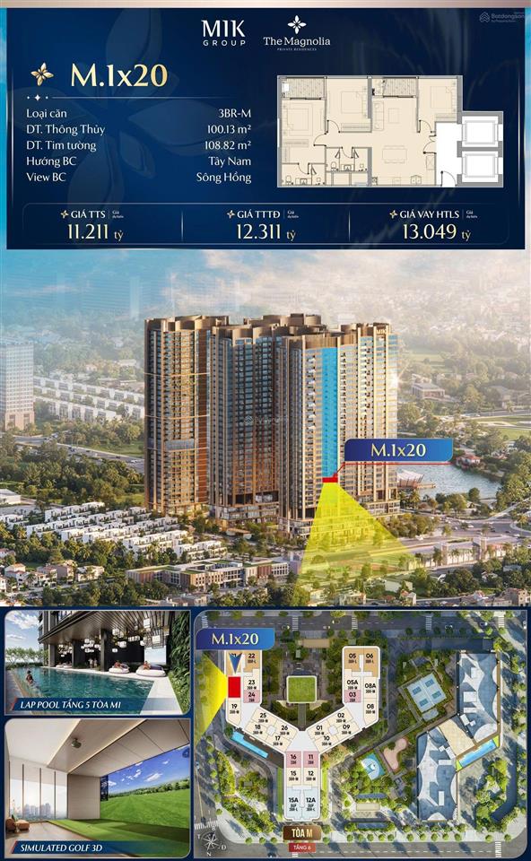 Cập nhật quỹ căn 3pn  view sông  giá tốt  full quà tặng  the magnolia mik