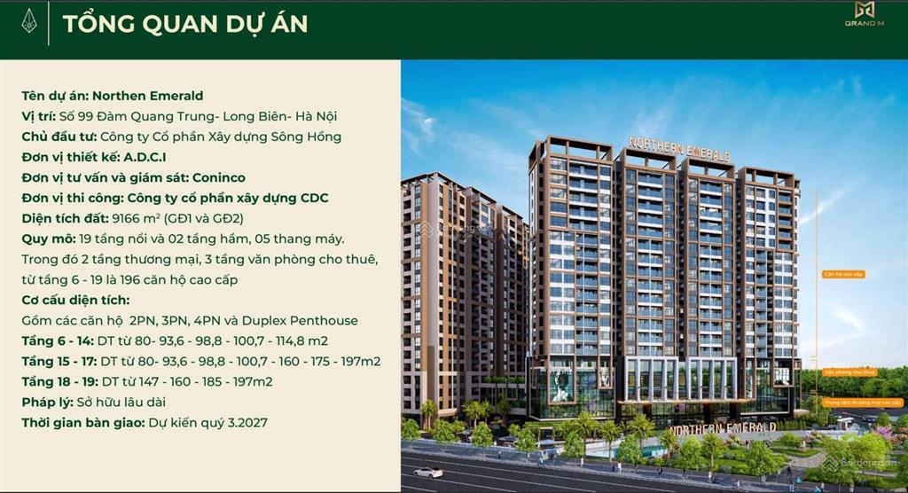 Em bán 3pn 101m2 view sông  tầng trung  full nội thất  đóng tiến độ  northern emerald cạnh aeon