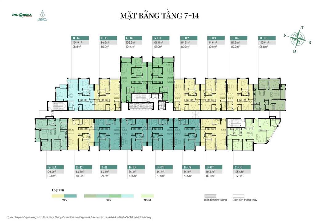 Em bán 3pn 101m2 view sông  tầng trung  full nội thất  đóng tiến độ  northern emerald cạnh aeon