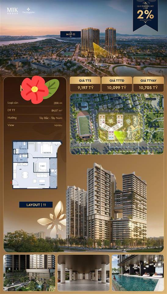 2pn  hàng hiếm  số lượng cực ít căn/tòa  full ưu đãi, có 2% first class  the magnolia