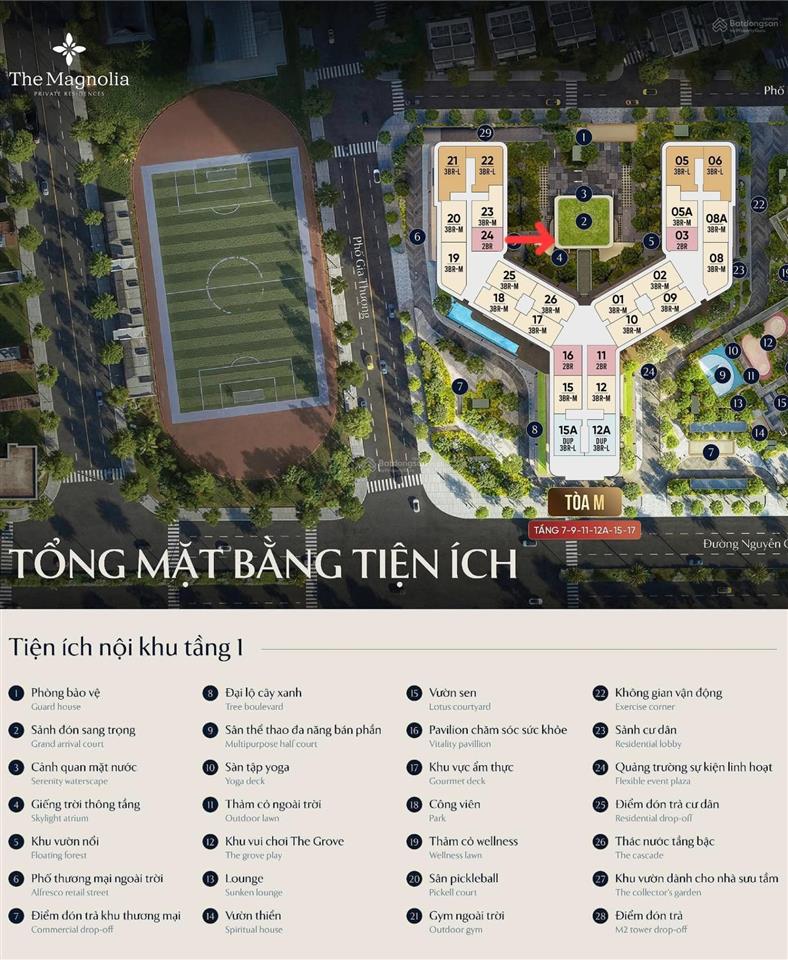 Độc quyền! 2pn trục 24  tầng 1x  full ưu đãi  the magnolia  mik khai sơn