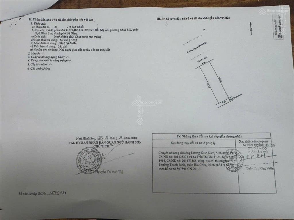 90m2/8 tỷ, đất đường nguyễn đình trân, khuê mỹ, ngũ hành sơn, đà nẵng, sát biển