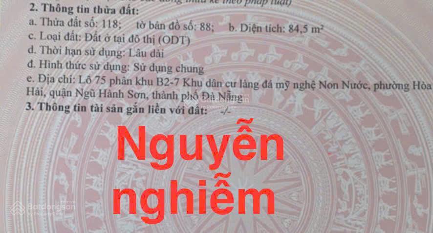 85m2/4,5 tỷ, đất đường nguyễn nghiễm, hòa hải, nhs, đn, sát biển