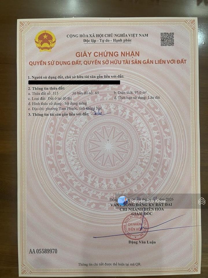 Bán đất phường tam phước giá chỉ 1,55 tỷ