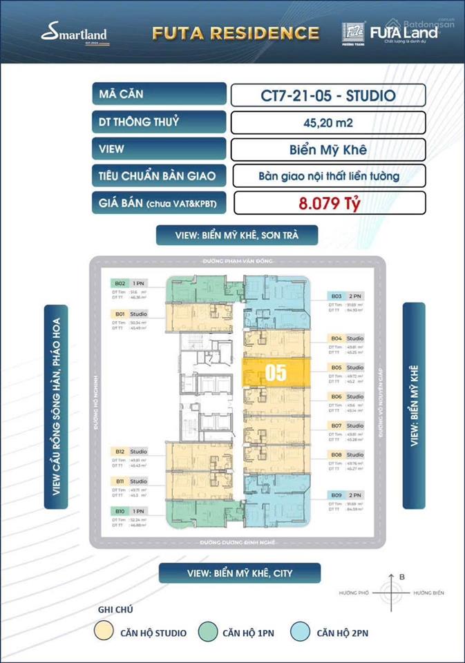 Gấp, hiếm có 1 căn view biển tầng cao, dự án time square, view đẹp, giá chủ đầu tư