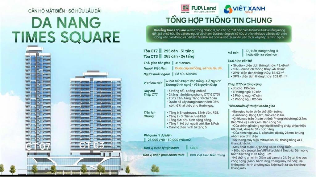 Gấp, hiếm có 1 căn view biển tầng cao, dự án time square, view đẹp, giá chủ đầu tư