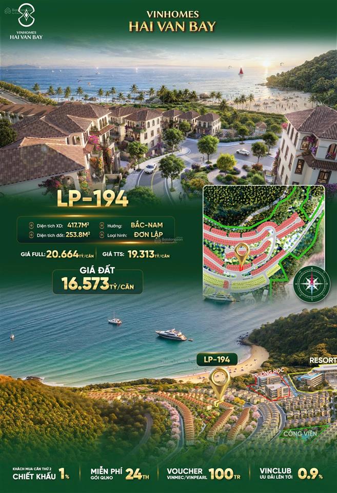 Siêu phẩm lp194 biệt thự đơn lập đẹp vinhomes hải vân bay