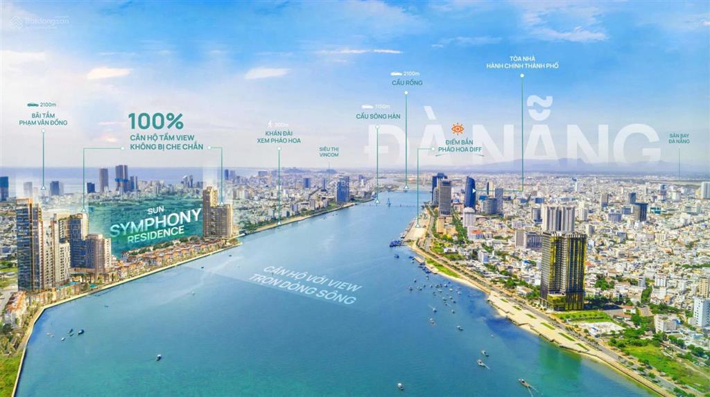 Cắt lỗ sâu! căn góc 3pn đẹp nhì sun symphony view biển + view sông pháo hoa