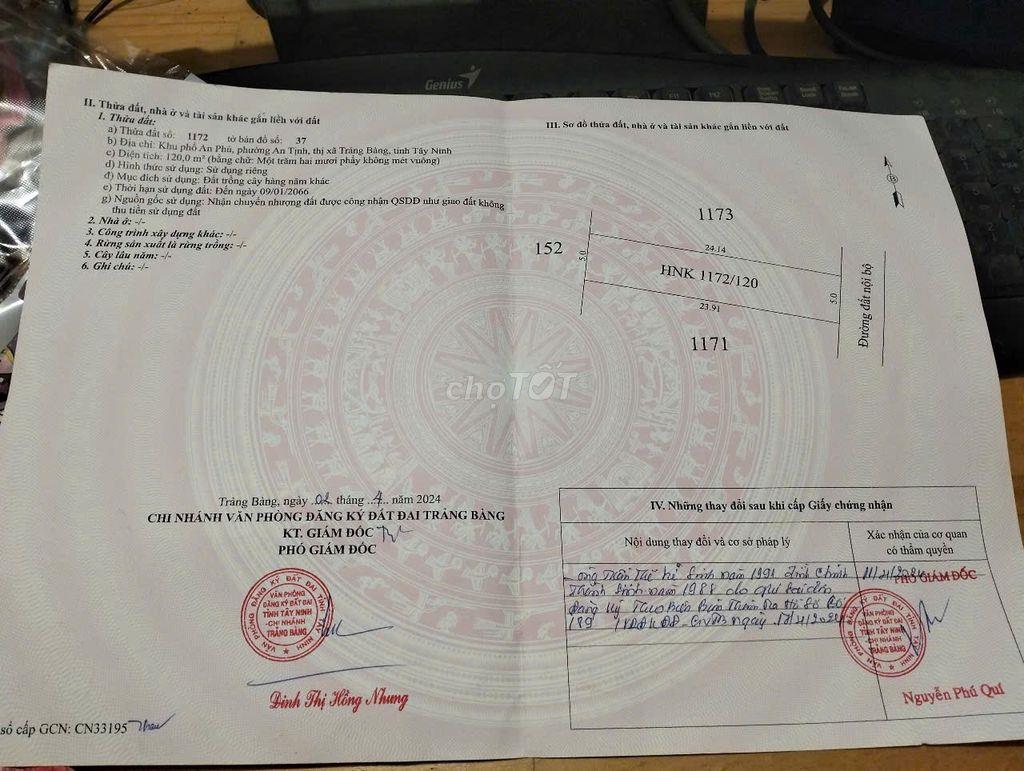 Đất Trảng Bàng, giáp ranh Củ Chi, sát 2 KCN