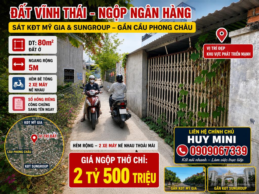 Đất vĩnh thái gần kđt mỹ gia & sungroup hàng ngộp giá tốt khu dân cư hiện hữu