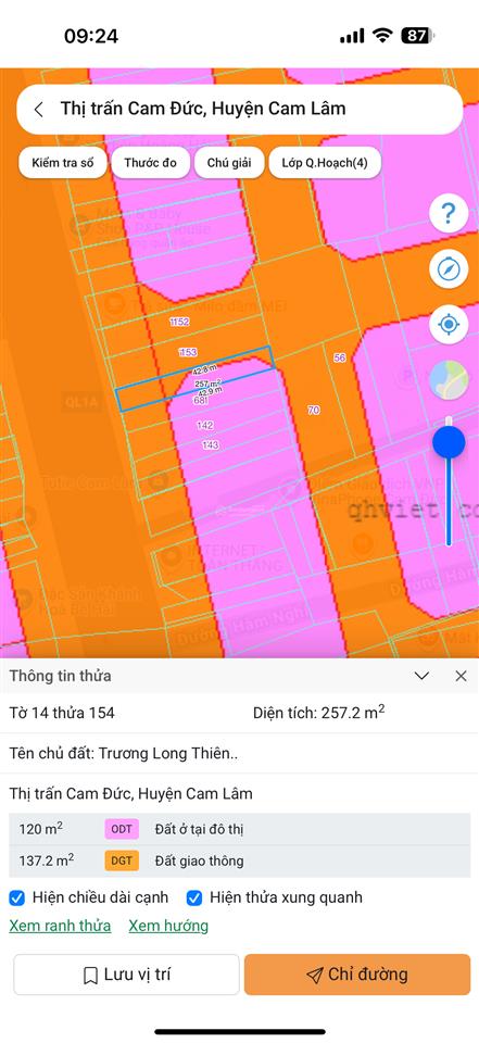 Mặt tiền ql1a cam đức cam lâm. quy hoạch 3 mặt tiền đường lớn