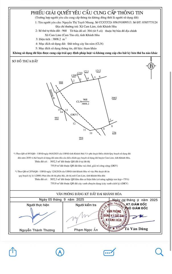 Bán đất tại xã cam tân view hồ sân golf full thổ, giá cực đầu tư chỉ với diện tích, 3808.4 m2