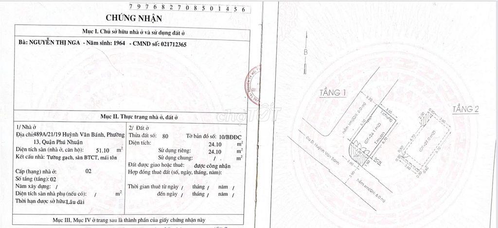 Bán nhà riêng căn góc : 489A/21/19 Huỳnh Văn Bánh - Giá thỏa thuận