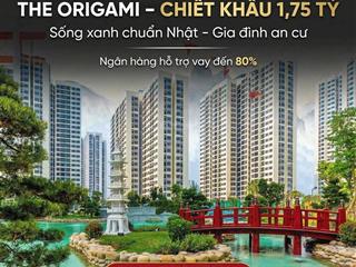 Chính chủ ngộp bank giảm sâu còn 3.75 tỷ căn 2pn + 70m2 tầng thấp, tòa s10 the origami, ck 1,75 tỷ