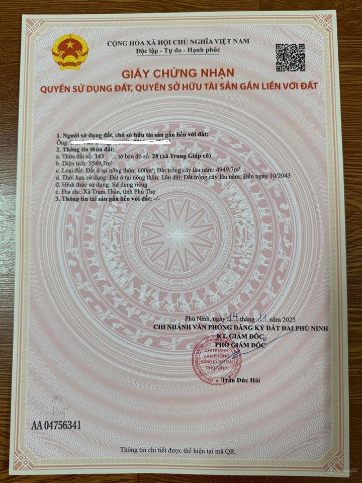 Chính chủ cần bán đất ở riêng 10.256m2, 1200m2 thổ cư sổ đỏ chính chủ, có nhà 5 gian, chuồng trại