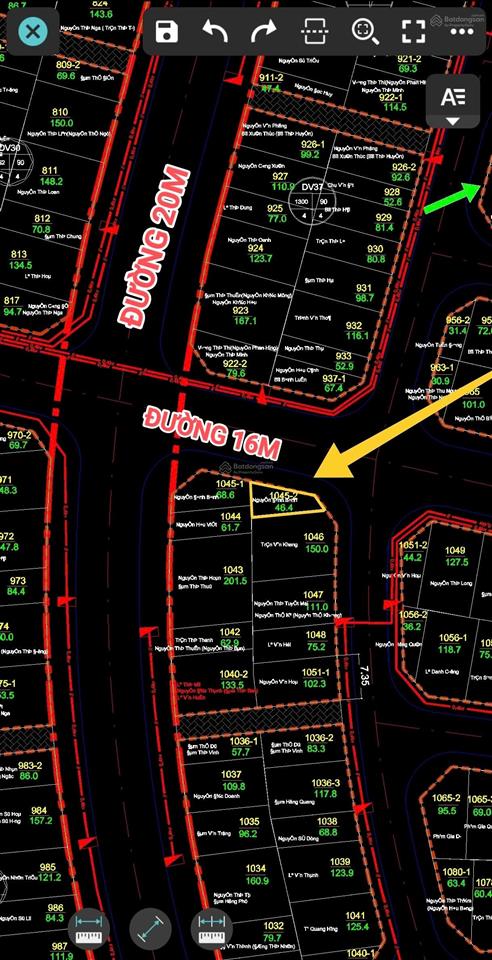Bán lô góc dt 46.4m2 đường 16m khu dịch vụ 25ha vân canh