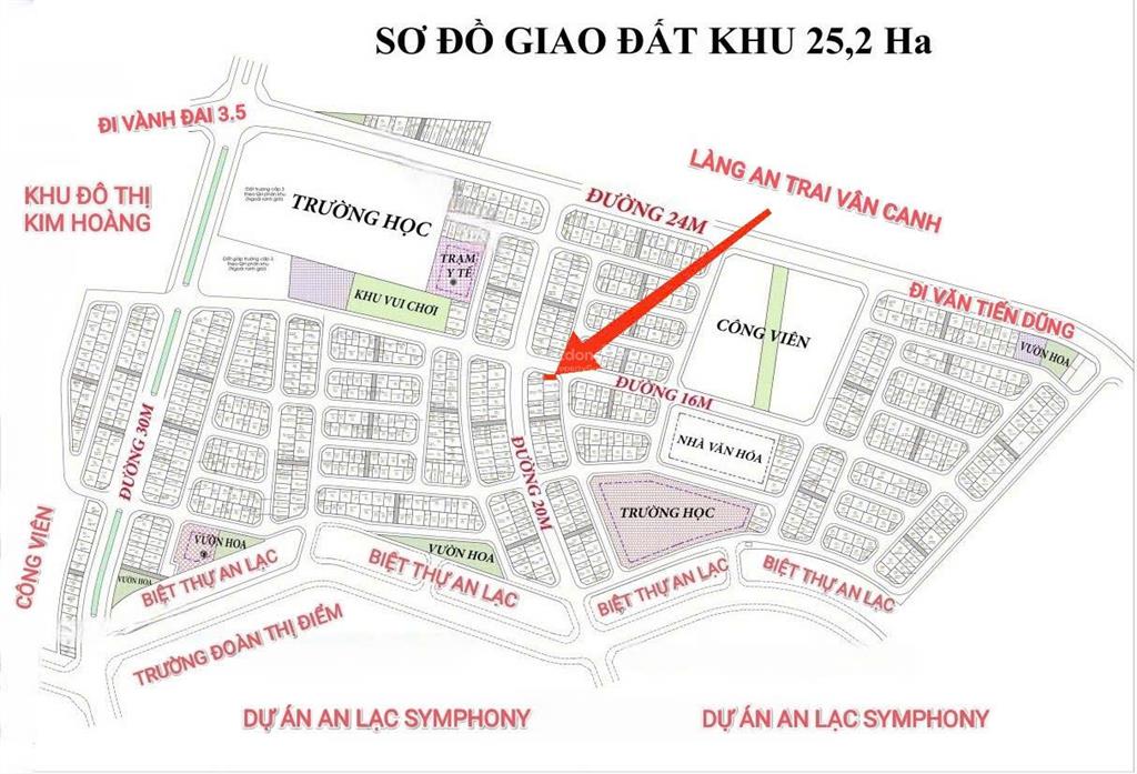 Bán lô góc dt 46.4m2 đường 16m khu dịch vụ 25ha vân canh