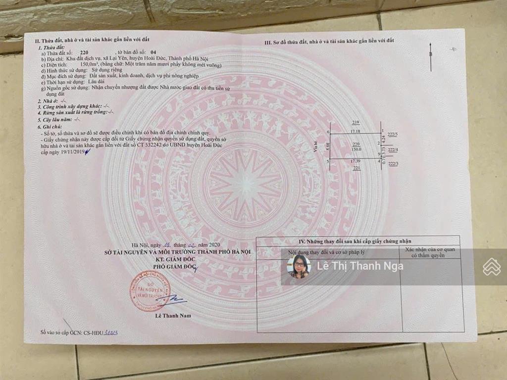 Bán gấp 150m2 đất dịch vụ lại yên giá rẻ mặt tiền 8.68m cực đẹp