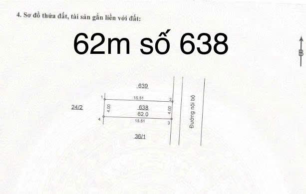 Bán 62m2 đất dịch vụ lại yên giá chỉ 107 triệu/m2