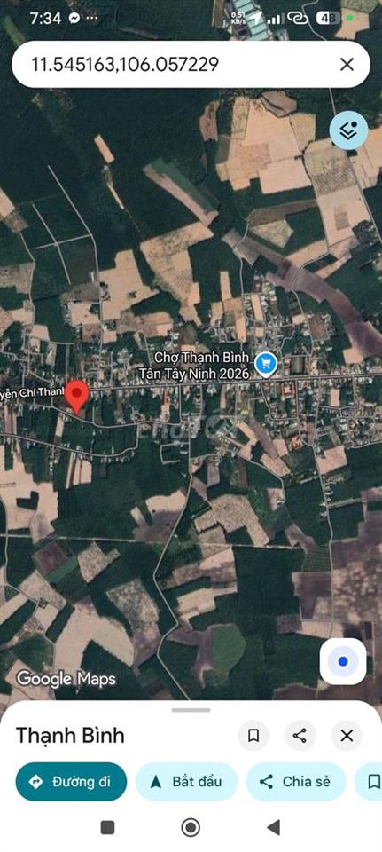 5x36m thổ cư 50m2 giá tổng 189tr Thạnh phú, xã Thạnh Bình , Tây Ninh