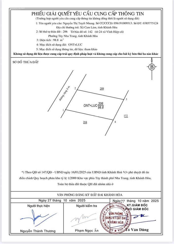 Đất vĩnh châu vĩnh hiệp (phường tây nha trang) giáp kdt mỹ gia cực rẻ ngang 7m
