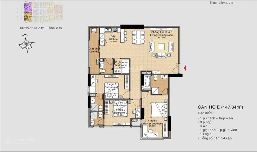 Cần bán căn hộ era town đức khải. 148m2 3pn và 1 phòng kho  4wc. giá bán 4.390 tỷ. full nội thất