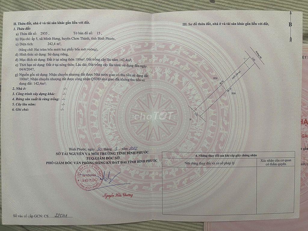 CẦN BÁN ĐẤT MINH HƯNG – CHƠN THÀNH, BÌNH PHƯỚC