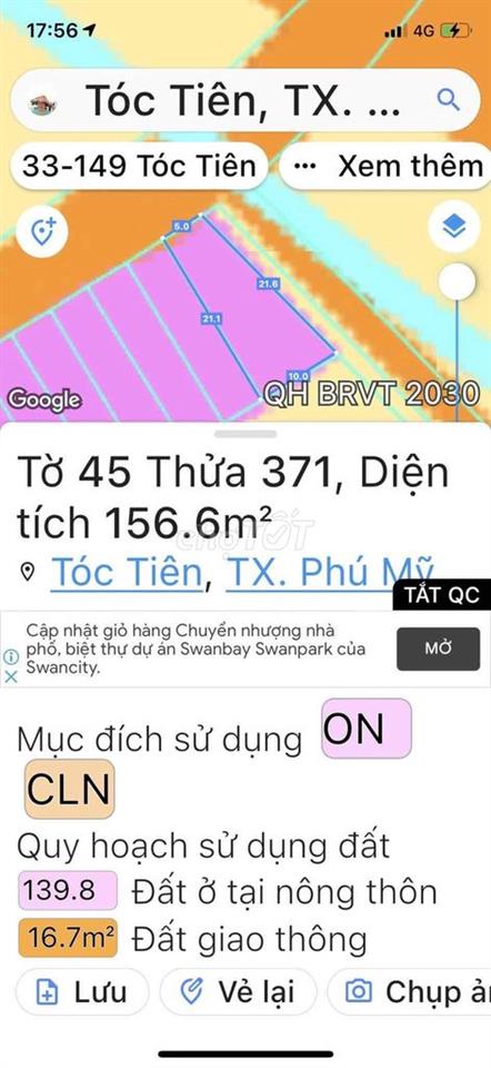Chính chủ bán lỗ 100 triệu đất đường nhựa, 2 mặt tiền tại Tóc Tiên