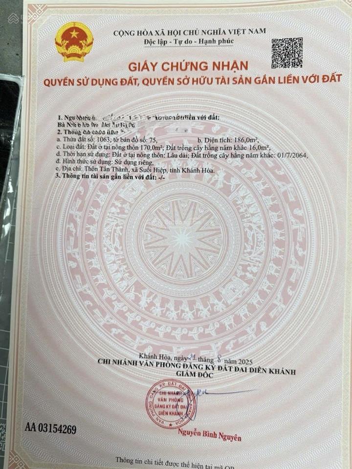 Bán lô đất suối tiên (suối hiệp), cách hương lộ 39 chỉ 100m, giá đầu tư. dt 186m2