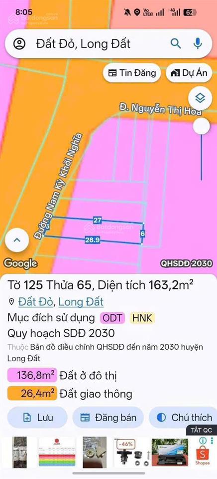 Bán đất đường nam kỳ khởi nghĩa trung tâm xã đất đỏ