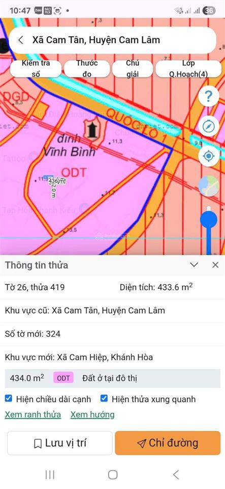 433m2 full thổ cư xã cam lâm mới ngang 12m có thể tách được 2 mảnh. giá đầu tư sinh lời ngay