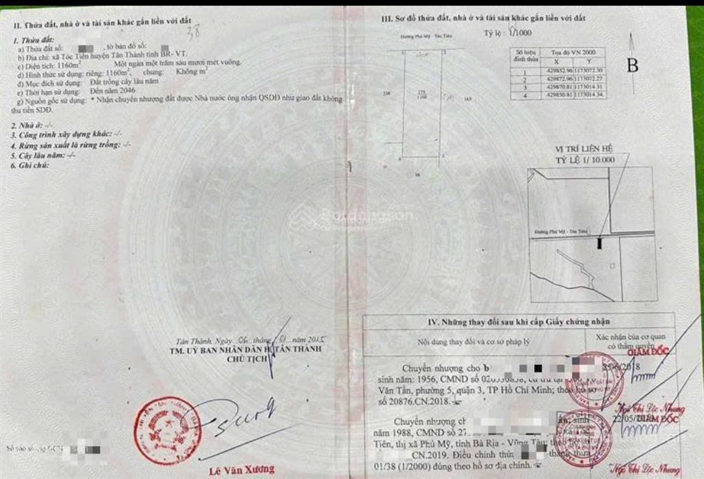 Bán đất tại đường phú mỹ  tóc tiên, 16tr/m2, 1158 m2  240tc,  0707 004 ***