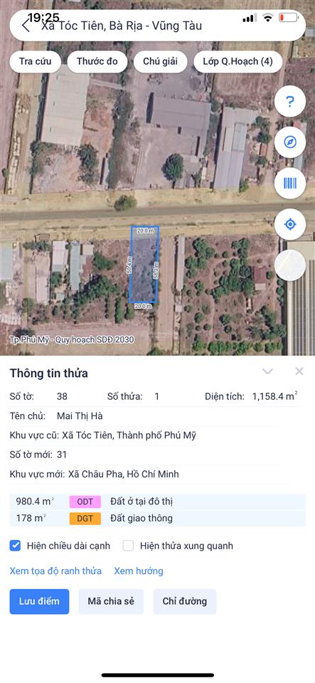 Bán đất tại đường phú mỹ  tóc tiên, 16tr/m2, 1158 m2  240tc,  0707 004 ***