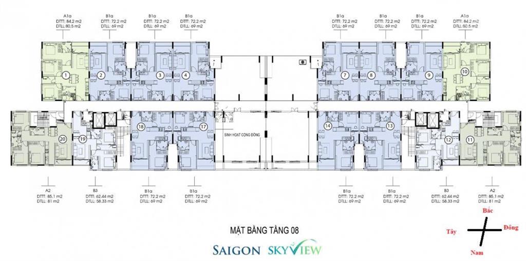 Bán căn hộ chung cư 2pn, 2wc tại saigon skyview, 4,156 tỷ, 62m2