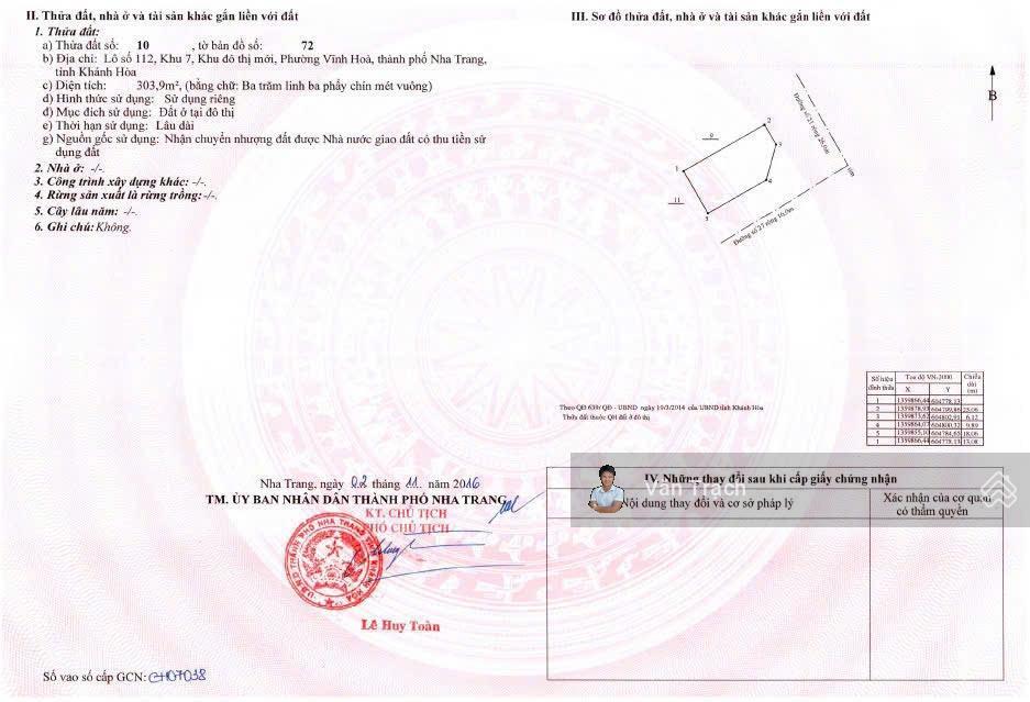 Bán đất 2 mặt tiền biệt thự vĩnh hòa, cách biển 100m, sổ đỏ riêng, đường rộng 26m