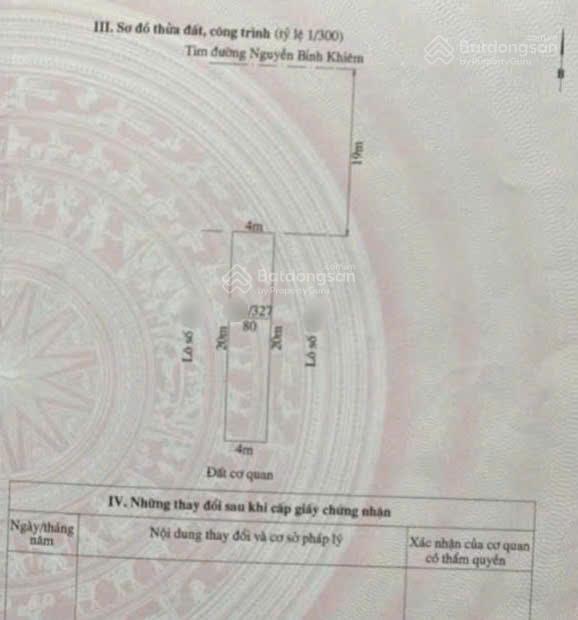 Mặt đường nguyễn bỉnh khiêm (gần cty đỉnh vàng)  80m2  ngang 4m  nhà trên đất  giá 4,7 tỷ