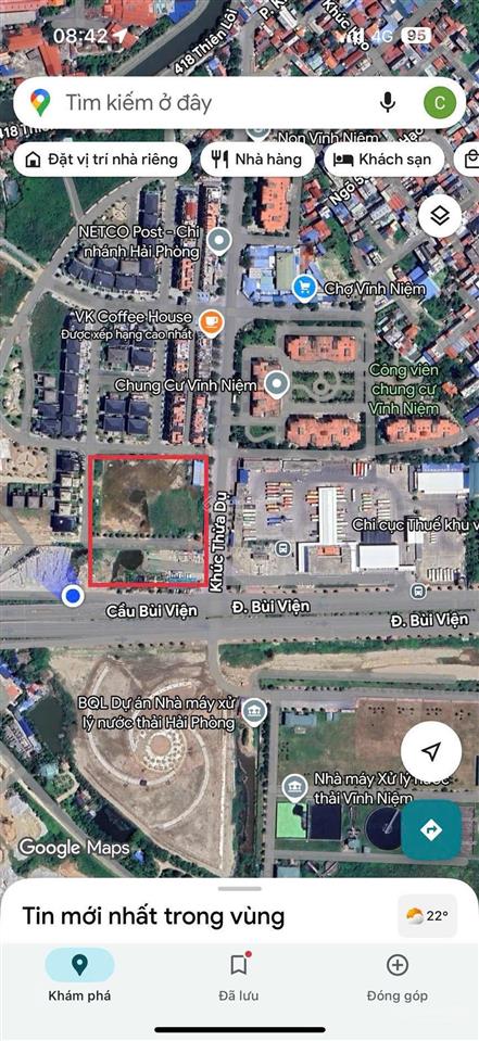 Đất mặt đường bùi viện (cổng dự án làng việt kiều)  8060m2  ngang 80m  giá cực tốt 69,9 tỷ