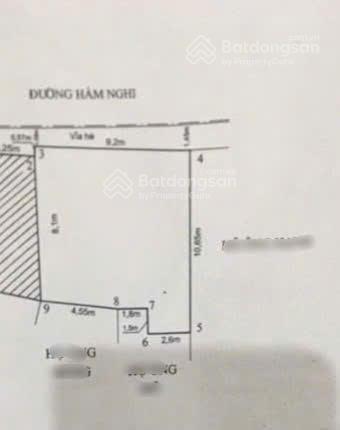 Bán nhà mặt đường hàm nghi (đoạn đẹp)  86m2  mặt tiền 9,2m  nhà cũ  5,65 tỷ