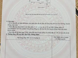 Gia đình tôi cần bán lô đất đã có sổ đỏ, ngay tại tiên dương, đông anh