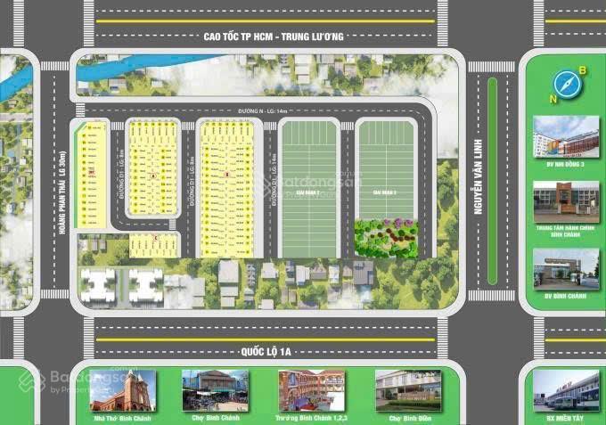 Bán nền 85m2 5x17 full thổ cư xd tự do giá bán 2,8 tỷ đường nhựa 6m kdc bình chánh hoàng phan thái