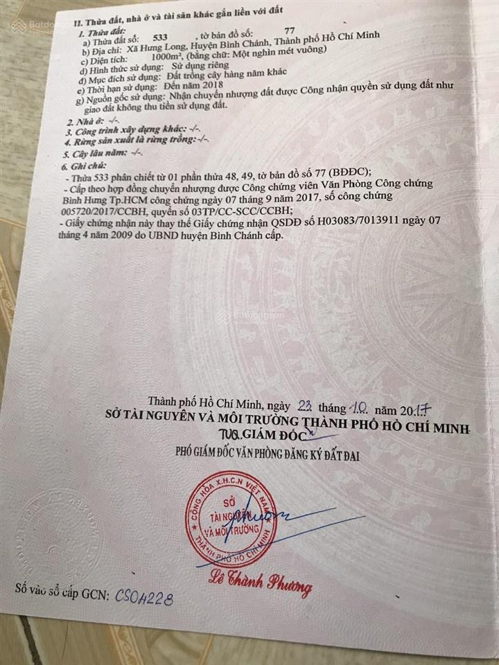 Bán lô đất vườn đường nhựa hưng long bình chánh cách đoàn nguyên tuấn 350m 1000m2 16,5x61m 4.5tỷ tl