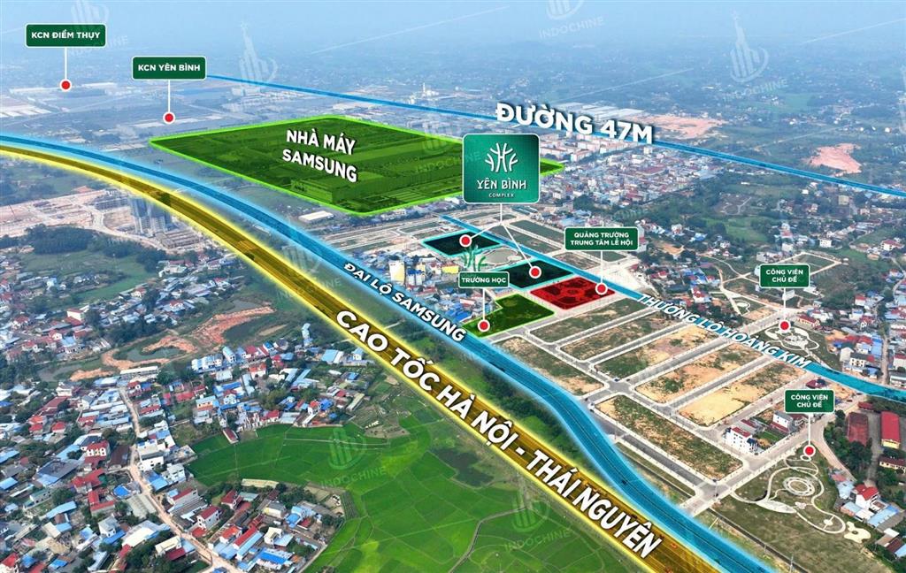 Đất nền khu đô thị yên bình  thái nguyên sổ đỏ từng lô, bên cạnh nhà máy samsung, cạnh cao tốc